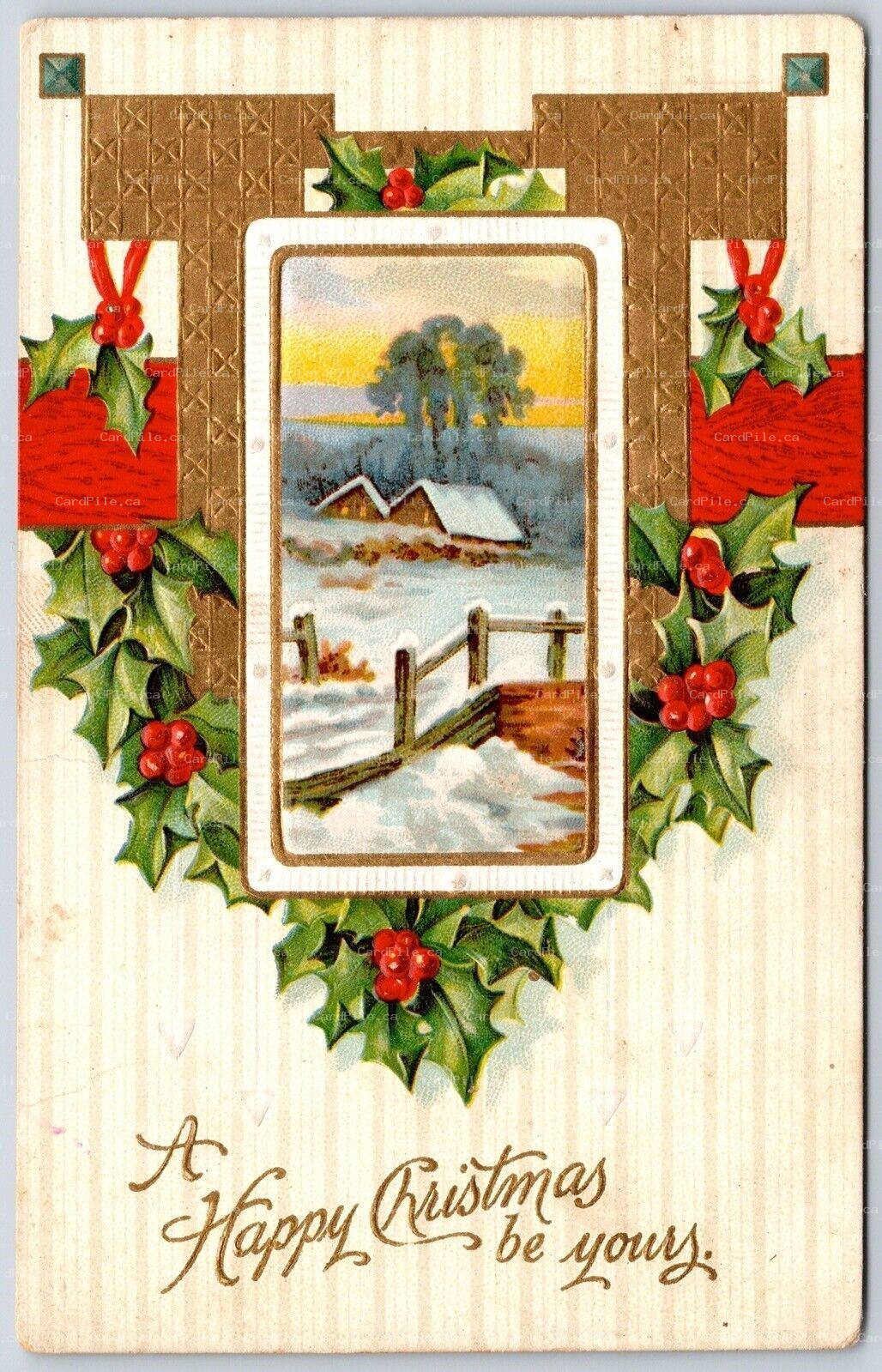 Postcard c1910s A Happy Christmas Split Ring Cancel New Germany Nova Scotia