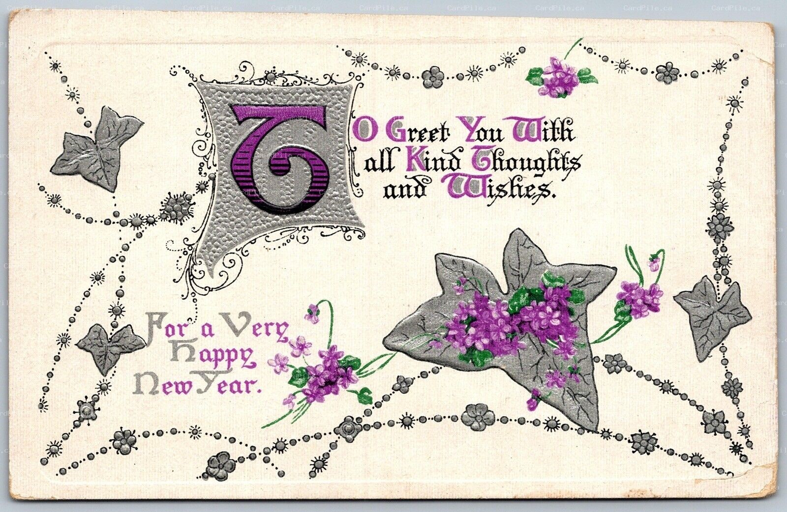 Postcard c1914 Split Ring Cancel Port Medway Nova Scotia Embossed New Years