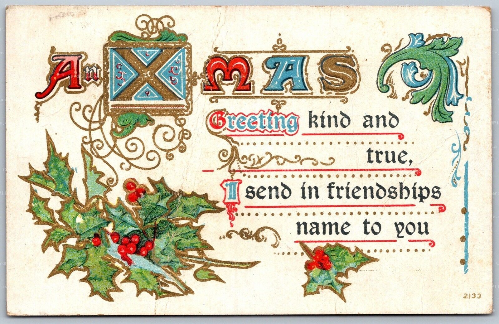 Postcard c1910 Split Ring Cancel Port Medway Nova Scotia Christmas Greetings