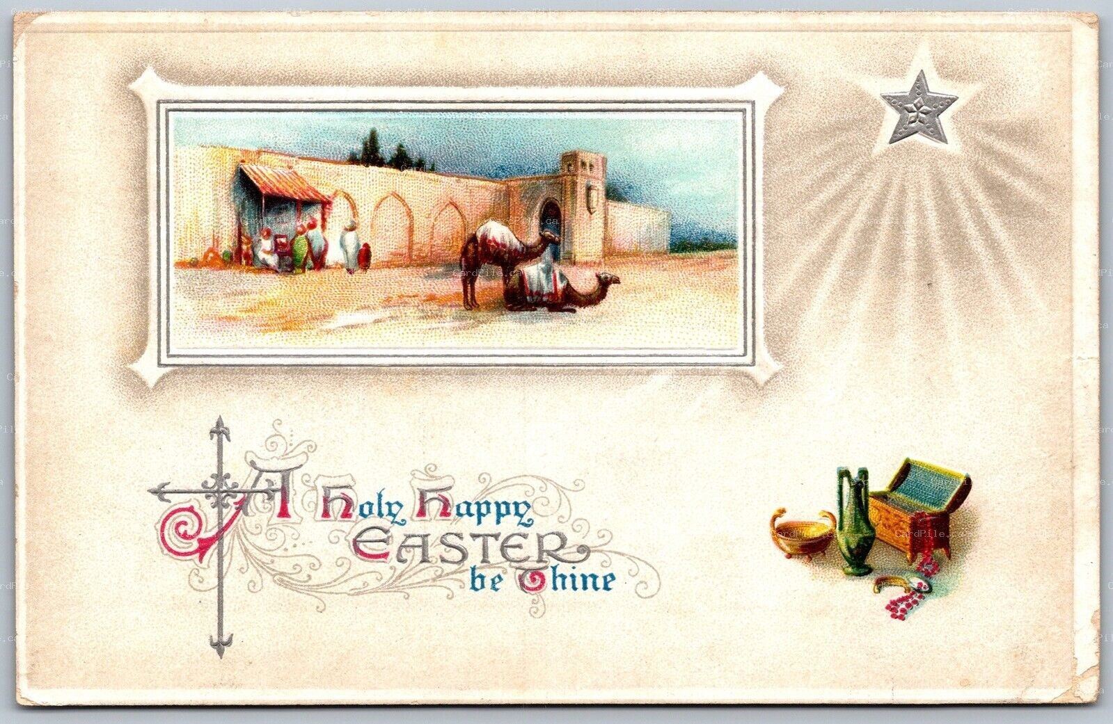 Postcard c1913 Split Ring Cancel Port Medway Nova Scotia Embossed Easter