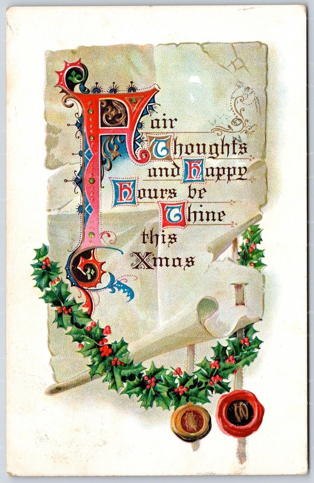 Postcard c1915 Split Ring Cancel New Cumberland Nova Scotia Christmas Embossed