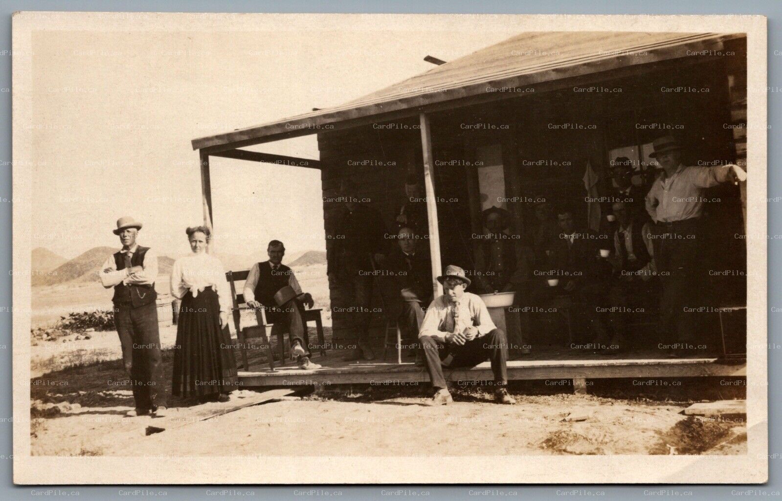 Postcard RPPC c1907 Western? United States Group Of People On Porch 