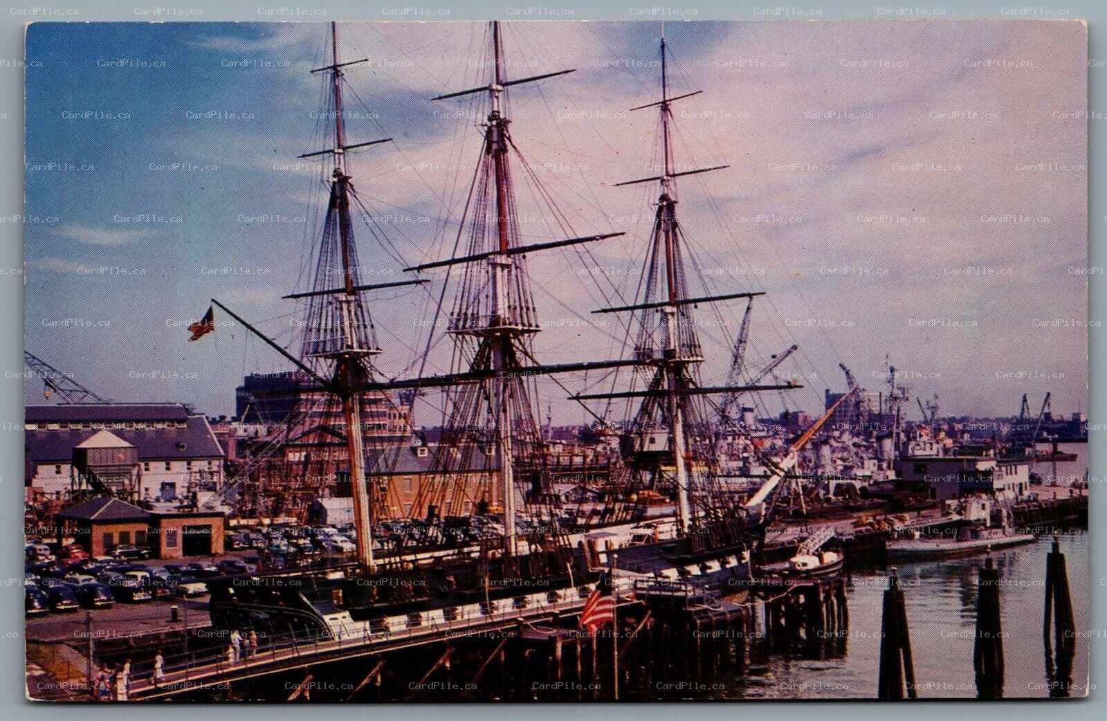 Postcard Boston MA c1960s Naval Shipyard USS Constitution Old Ironsides