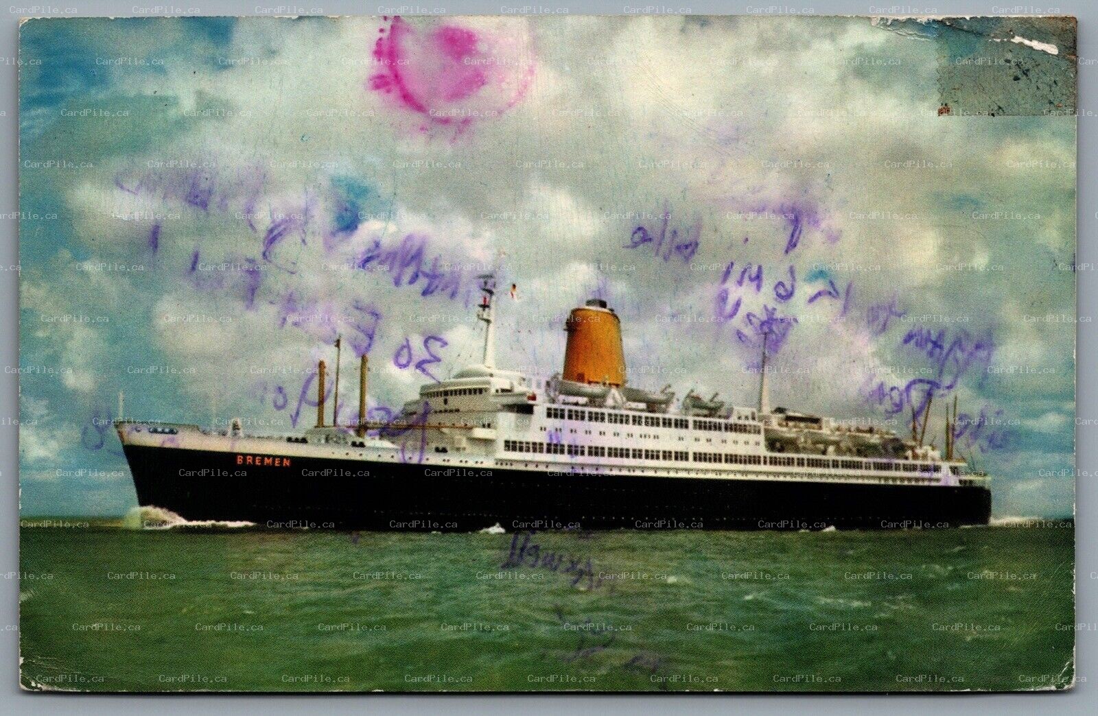 Postcard c1960s Ocean Liner Bremen North German Lloyd Flagship