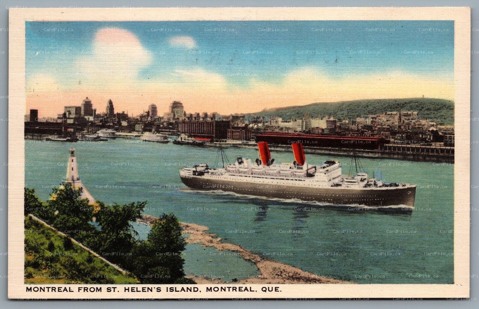 Postcard Montreal Quebec c1940s From St. Helens Island Steamer Steamship B