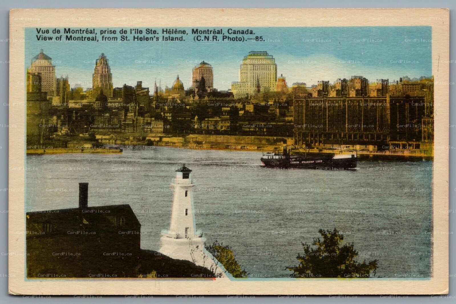 Postcard Montreal Quebec c1940s View From St. Helen’s Island C.N.R. Photo