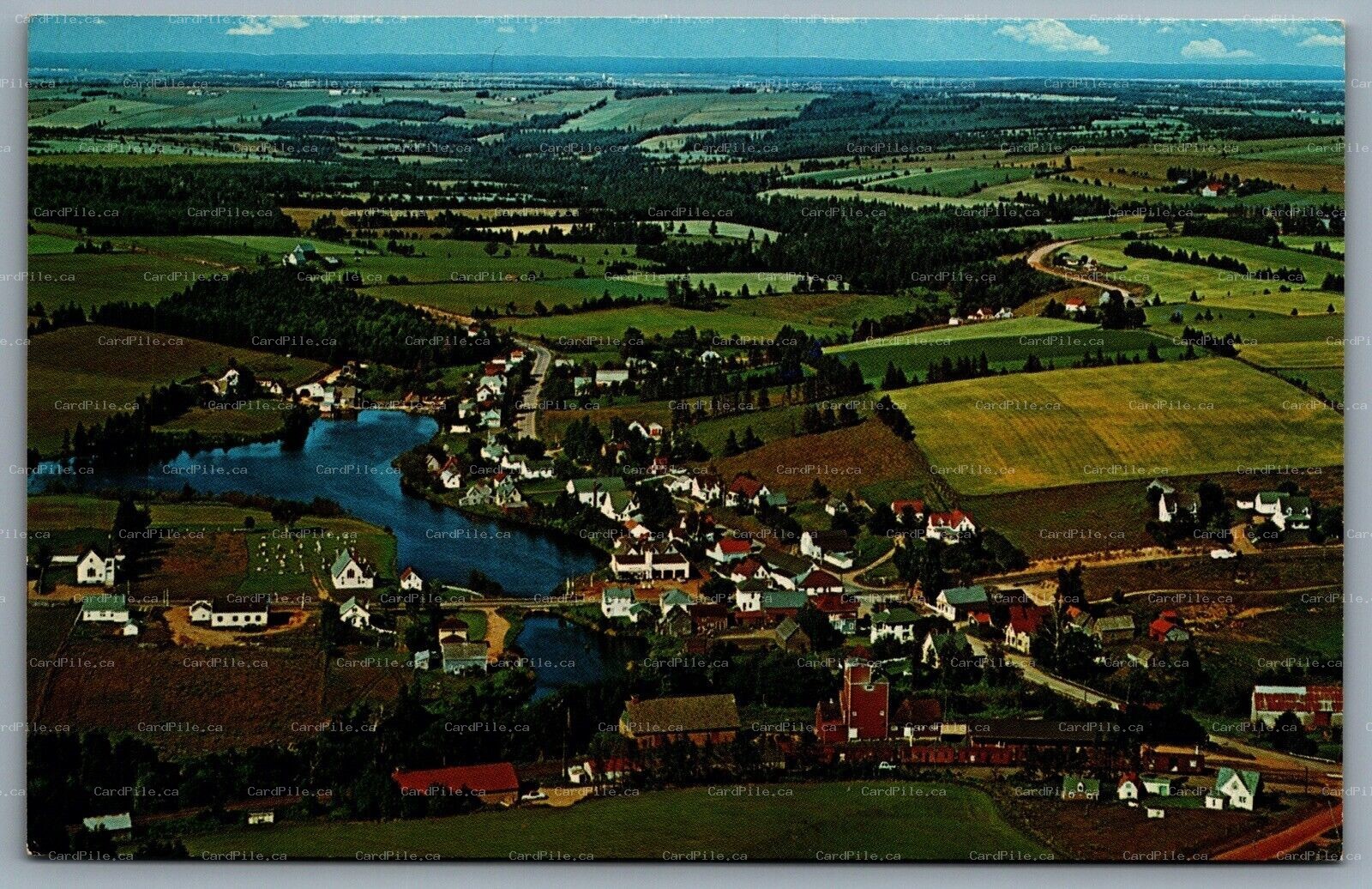 Postcard Hunter River Prince Edward Island c1960s Aerial View Garden Of the Gulf