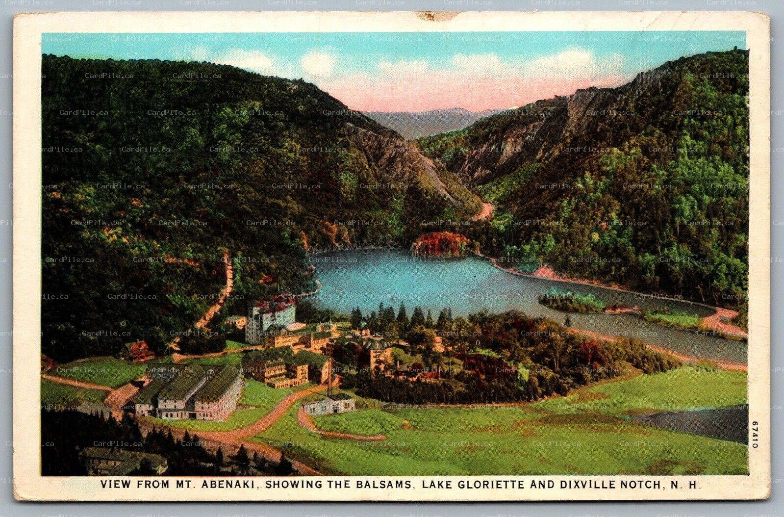 Postcard Dixville Notch NH c1916 View from Mt. Abenaki Balsams Lake Gloriette