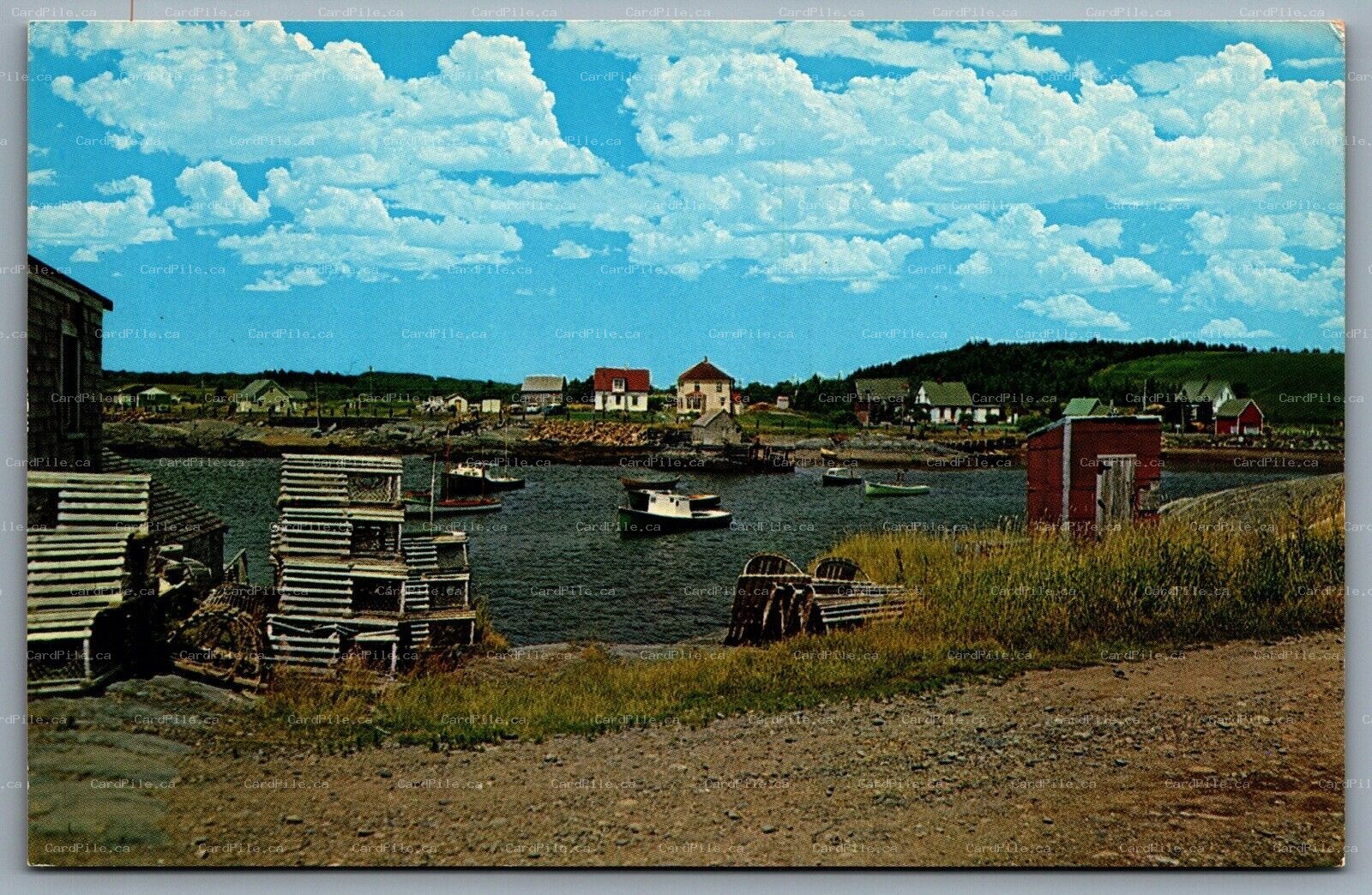 Postcard Blue Rocks Nova Scotia 1970s Fishing Village Lunenburg Tourist Region