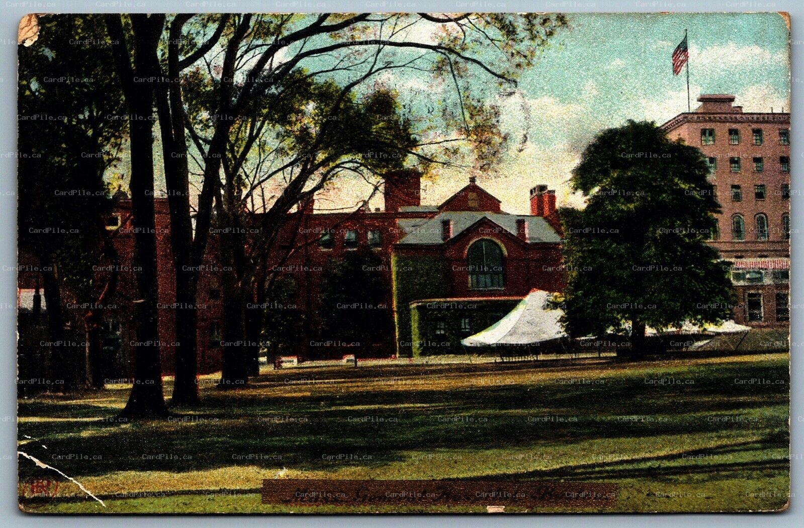 Postcard Boston MA c1907 Mass. General Hospital CDS Flag Charlestown Station