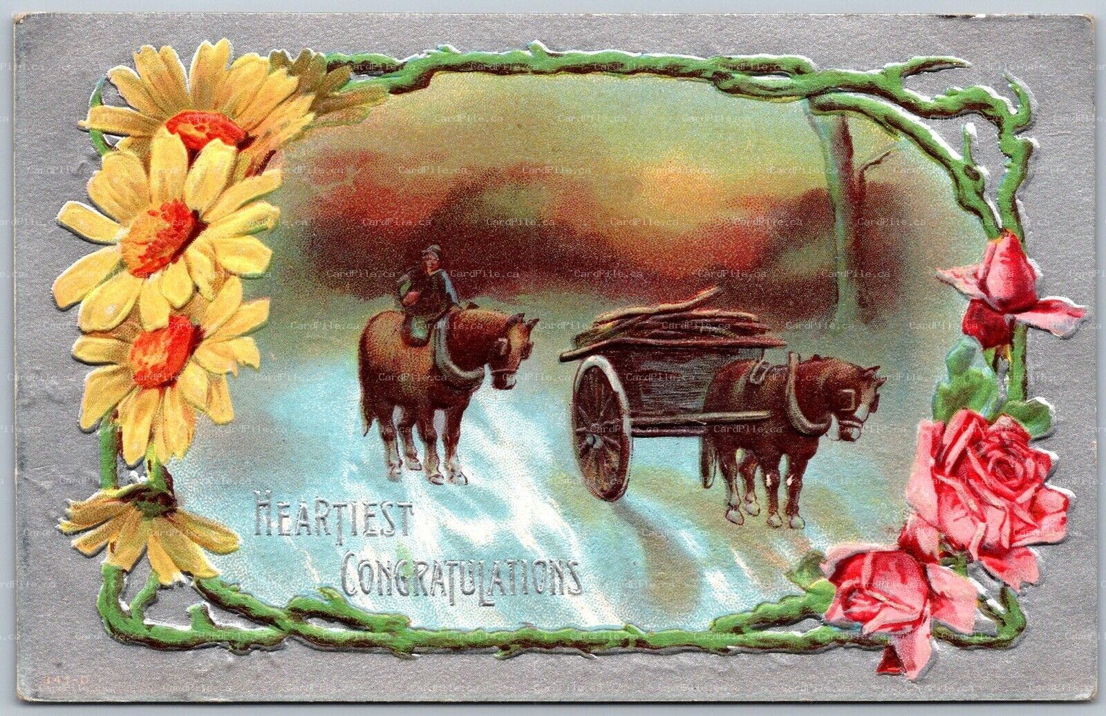 Postcard c1911 Split Ring Cancel Voglers Cove Nova Scotia Embossed Congrats