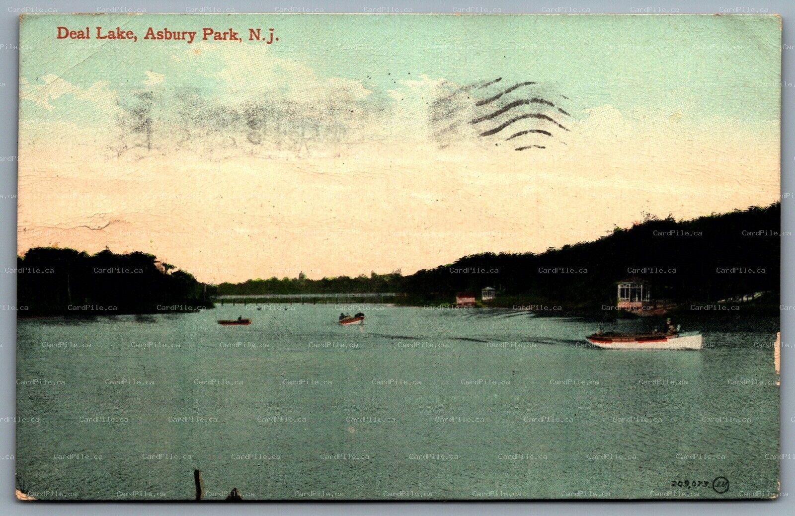 Postcard Asbury Park New Jersey c1909 Deal Lake Boaters 