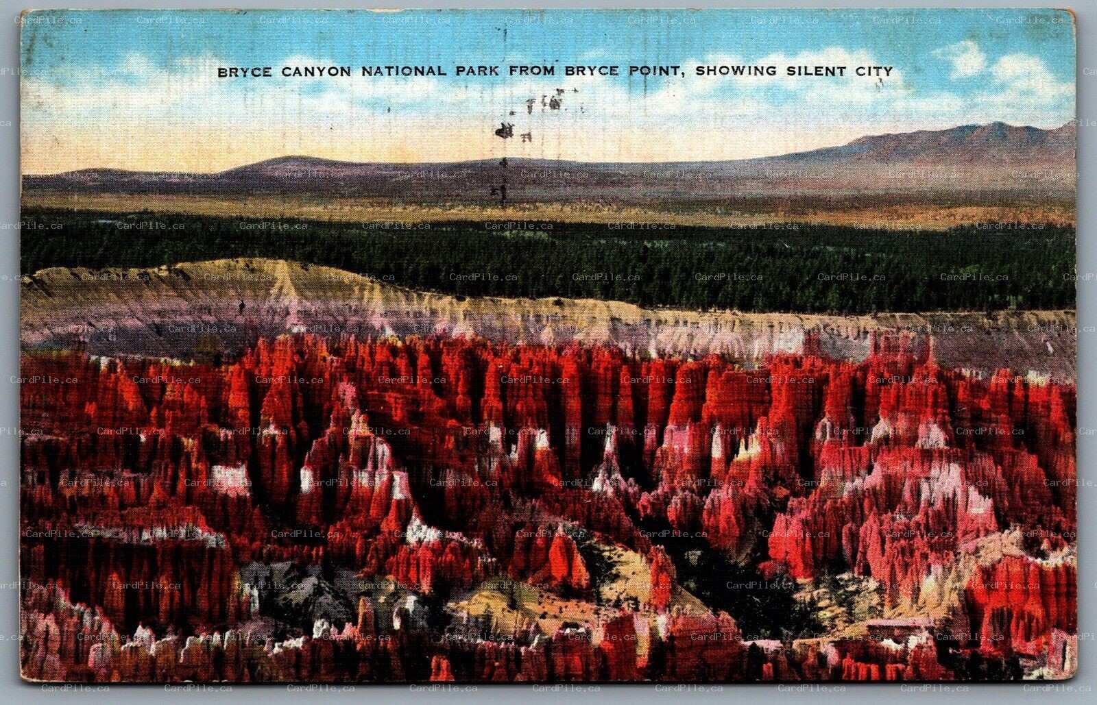 Postcard Bryce Canyon National Park Utah c1942 Bryce Point Showing Silect City