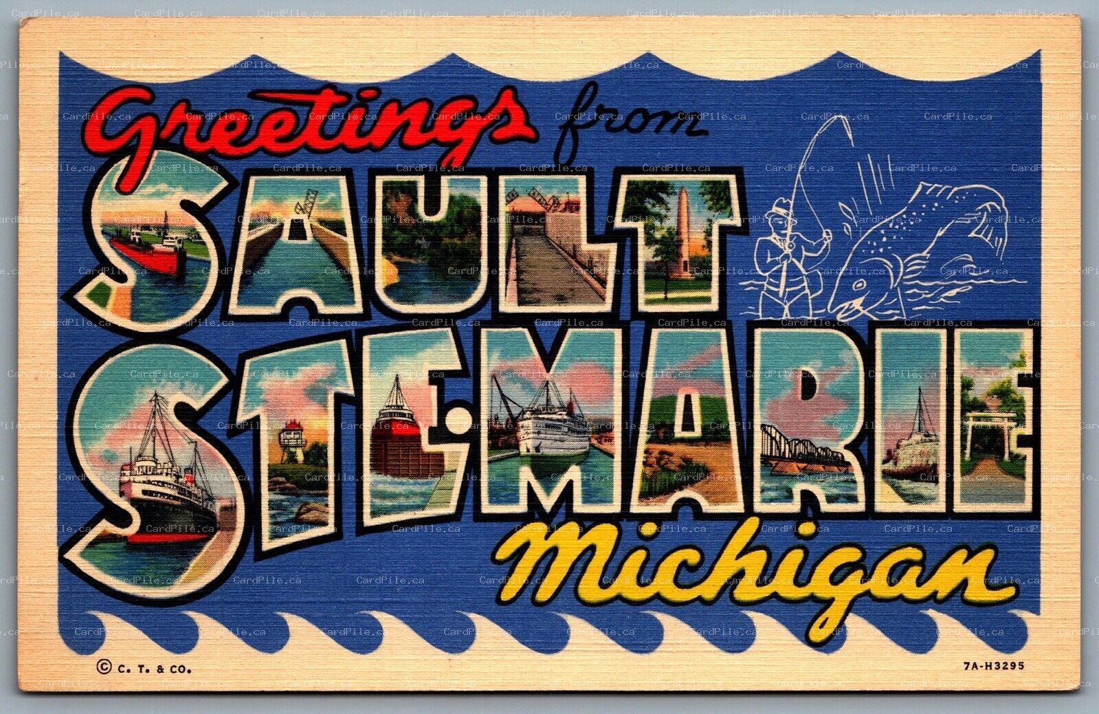 Postcard c1937 Greetings From Sault Ste. Marie Michigan Multi View Scenic Scenes