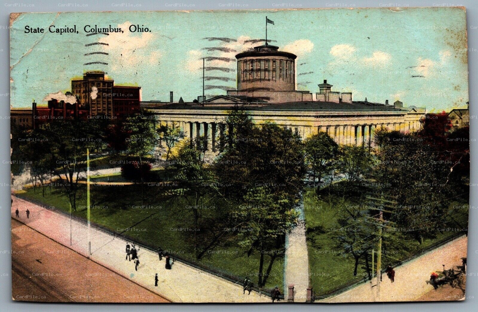 Postcard Columbus Ohio c1910 State Capitol to Linden New Jersey CDS Cancel