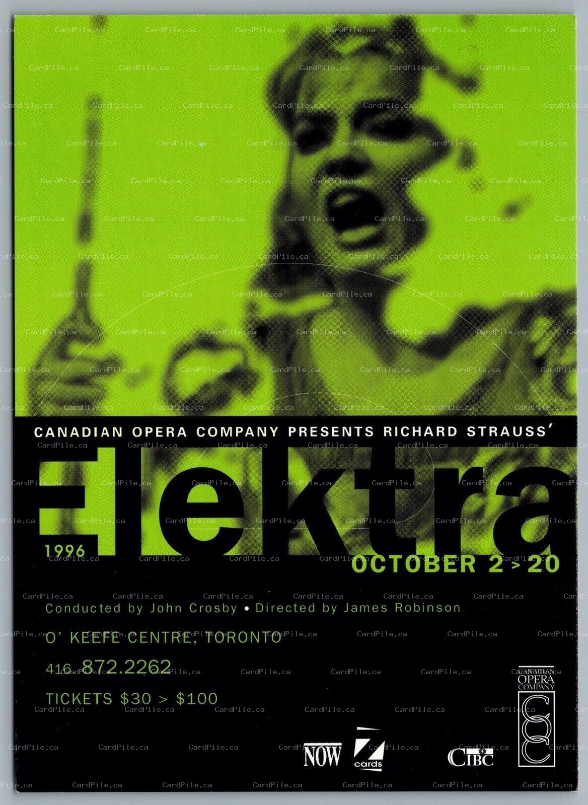 Postcard 1996 Richard Strauss' Elektra German Opera O’Keefe Center Toronto 