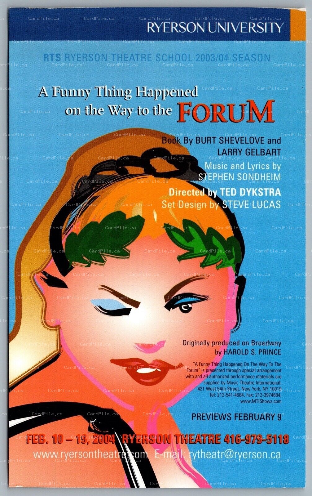 Postcard 2004 A Funny Thing Happened On The Way To The Forum Ryerson University