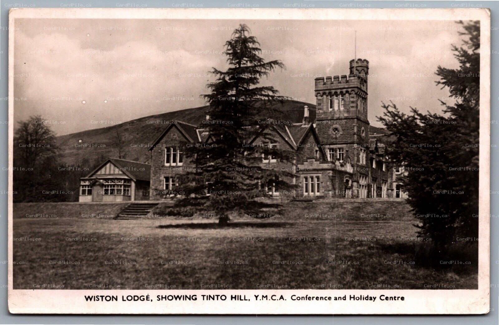Postcard Biggar Scotland Winston Lodge YMCA Showing Tinto Hill RPPC
