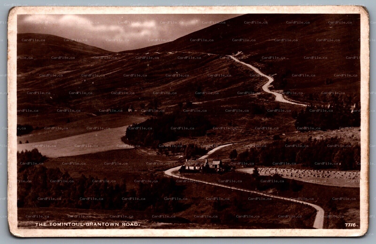 Postcard Banffshire Scotland c1930s The Tomintoul Grantown Road RPPC