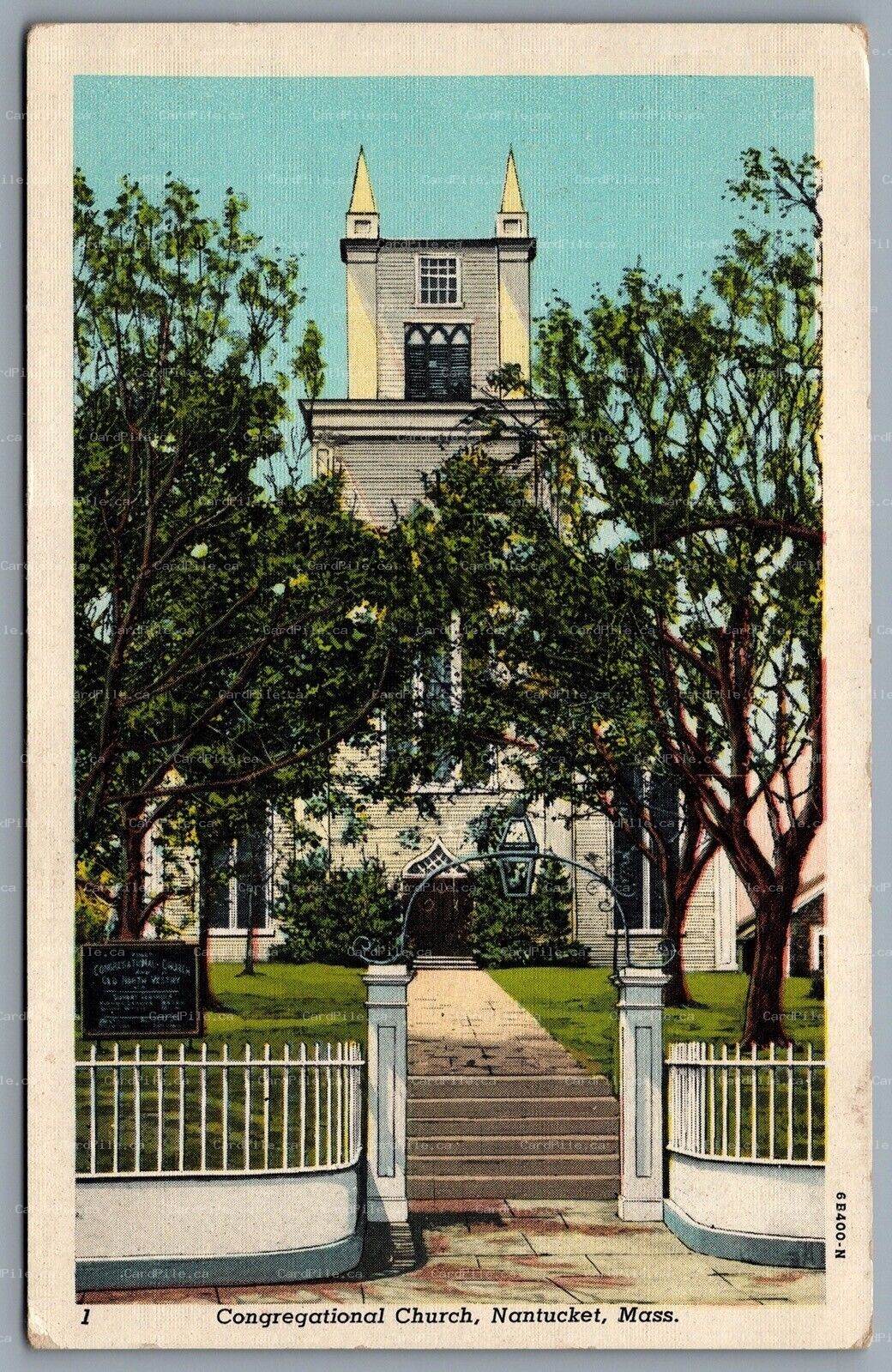 Postcard Nantucket Massachusetts c1946 Congregational Church