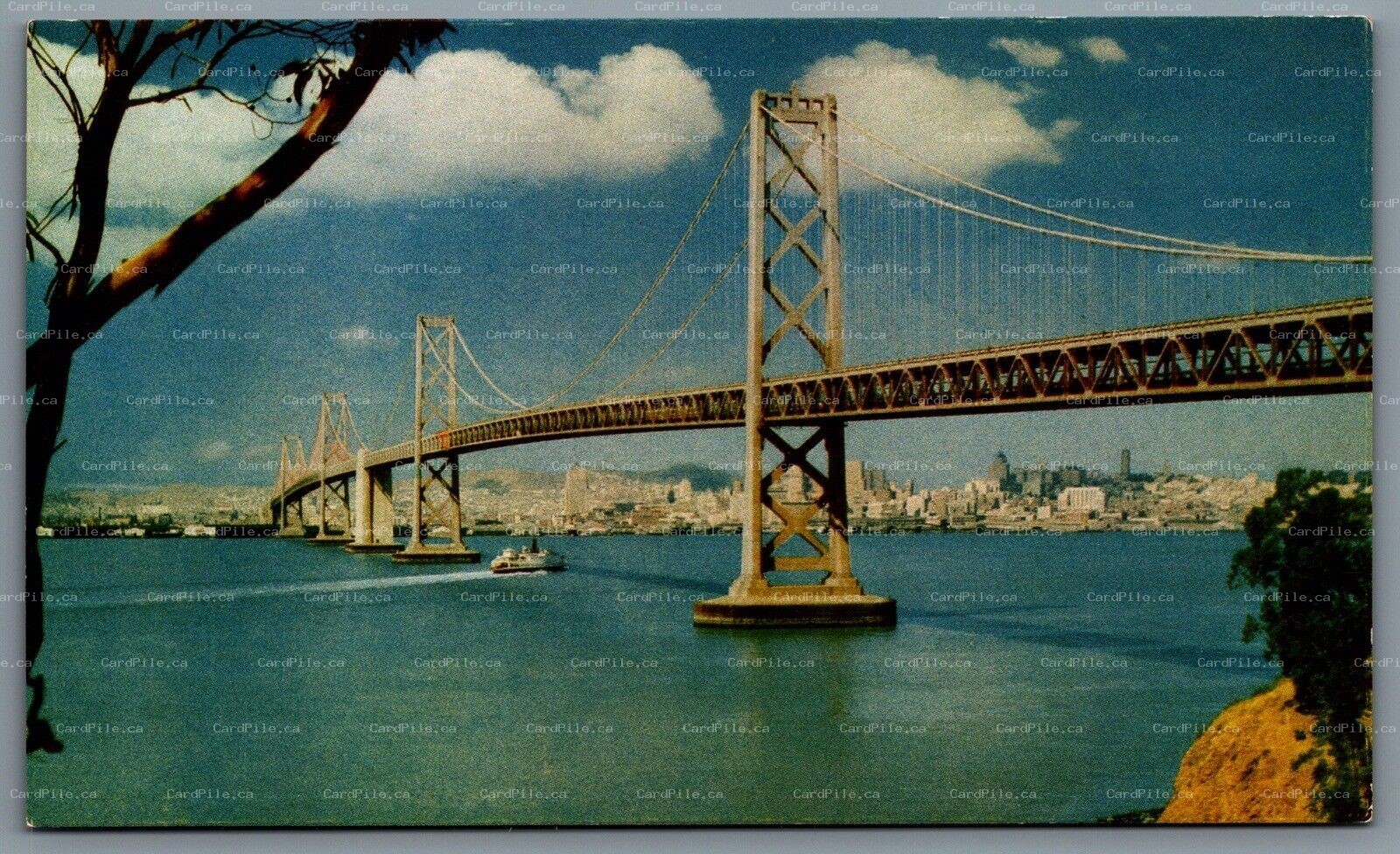 Postcard San Francisco California c1930s Oakland Bay Bridge Bay Area Skyline