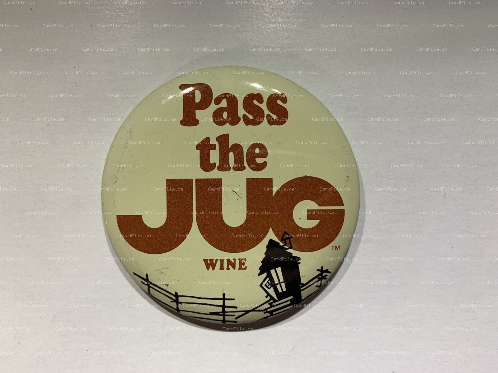 VINTAGE 1970’s Pass The Jug Wine Pinback Button