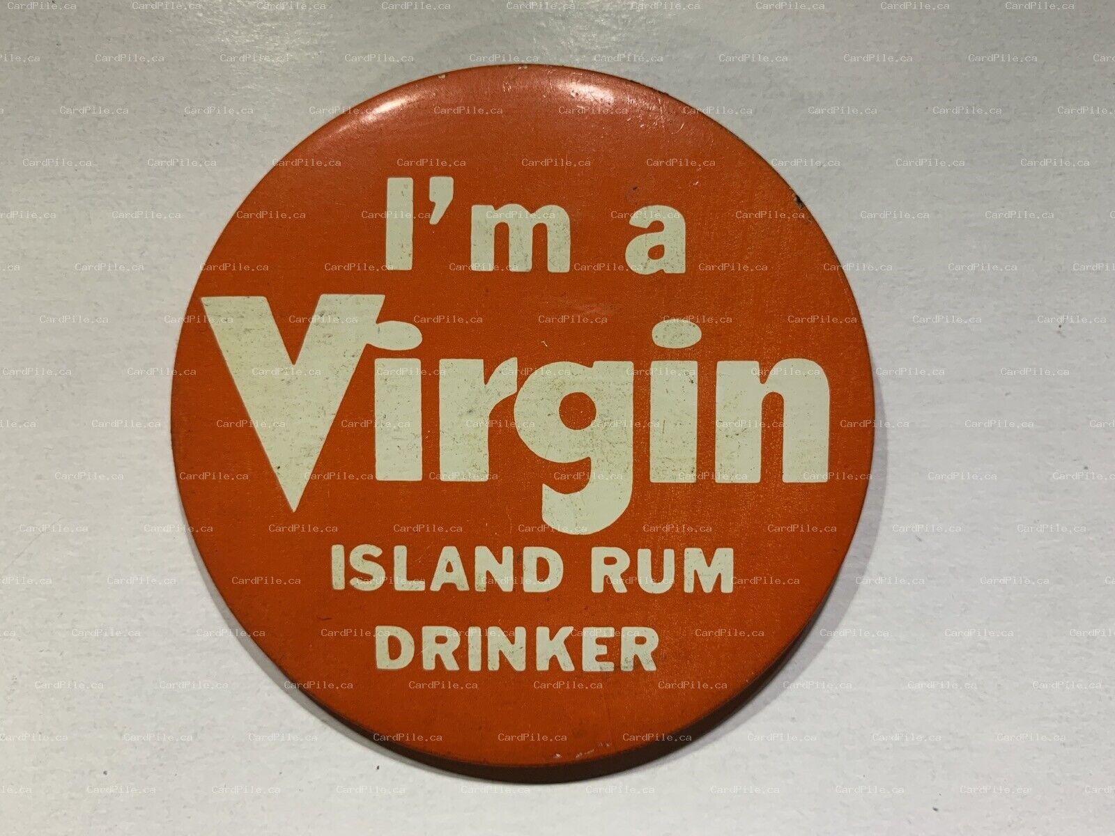 VINTAGE 1980’s I’m a Virgin Island Rum Drinker Pinback Button
