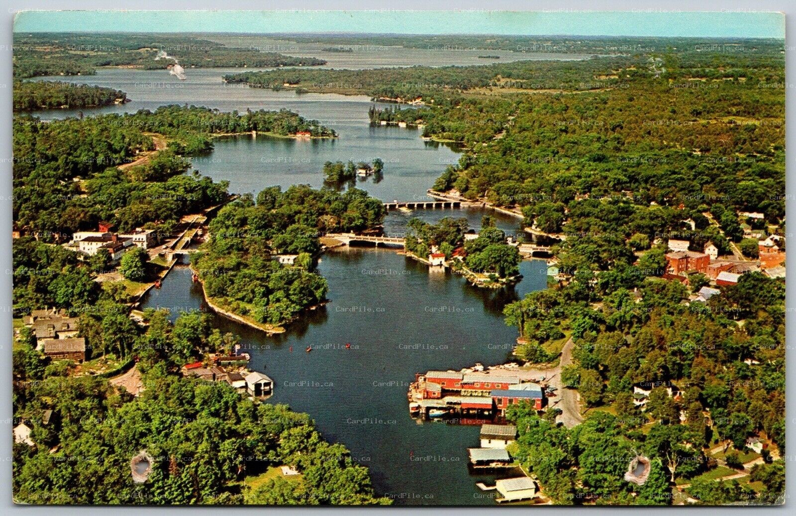 Postcard Bobcaygeon Ontario c1966 Birds Eye View Scenic Kawartha Lakes *as is*