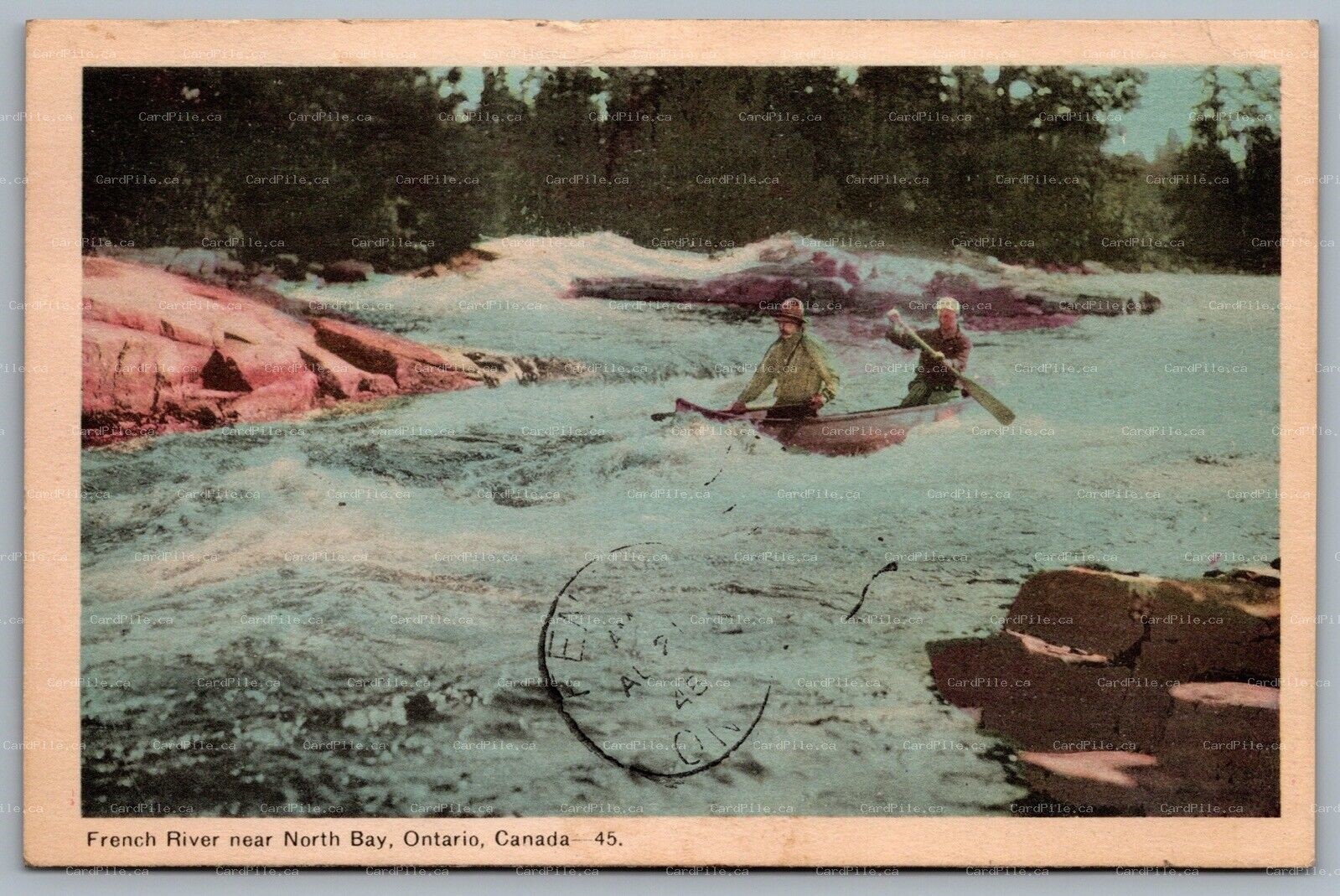 Postcard French River ONT c1948 North Bay Canoeing Slogan Cancel Old Home Week
