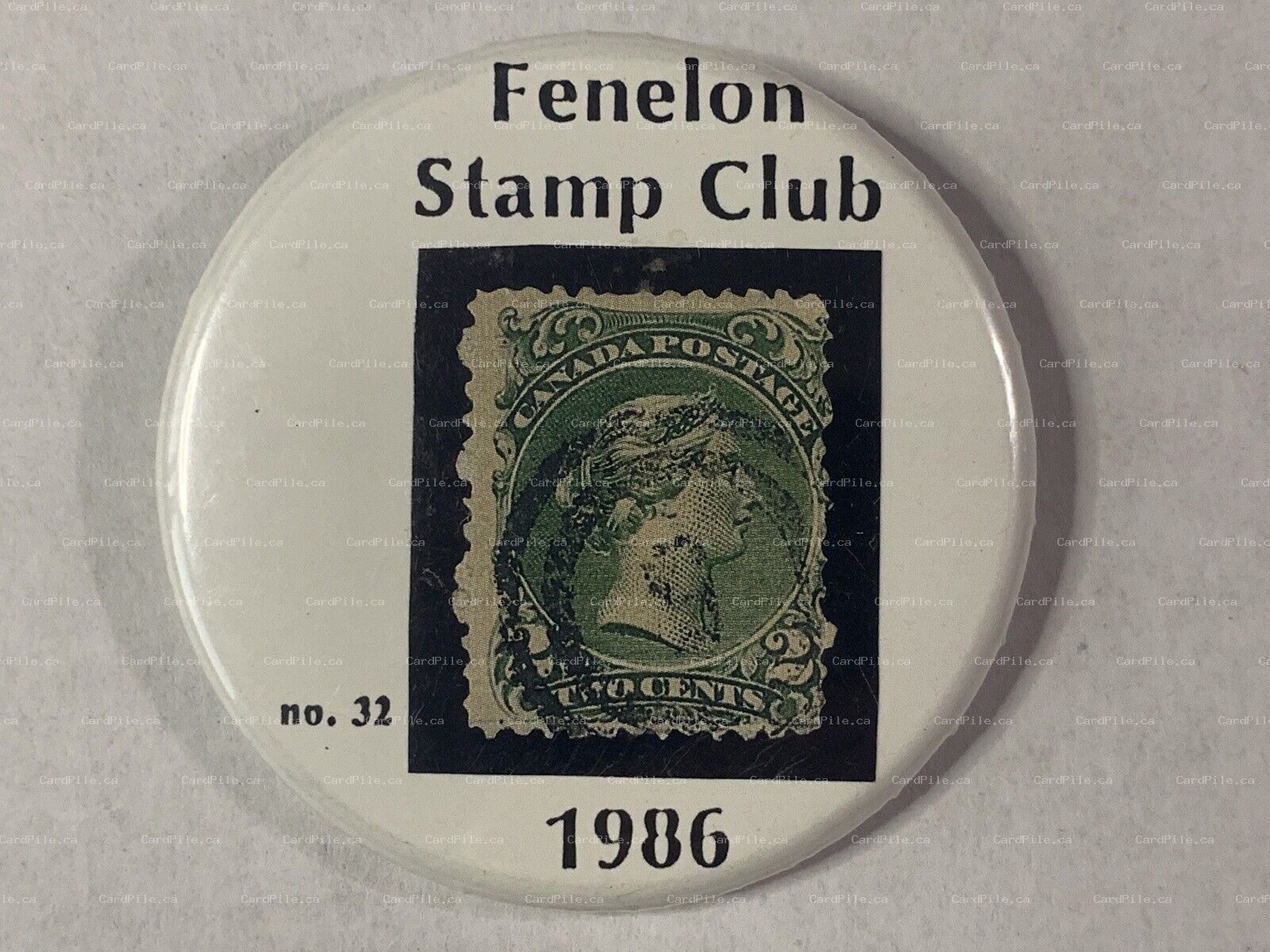 VINTAGE 1986 Fenelon Stamp Club - Ontario Canada - Pinback Button