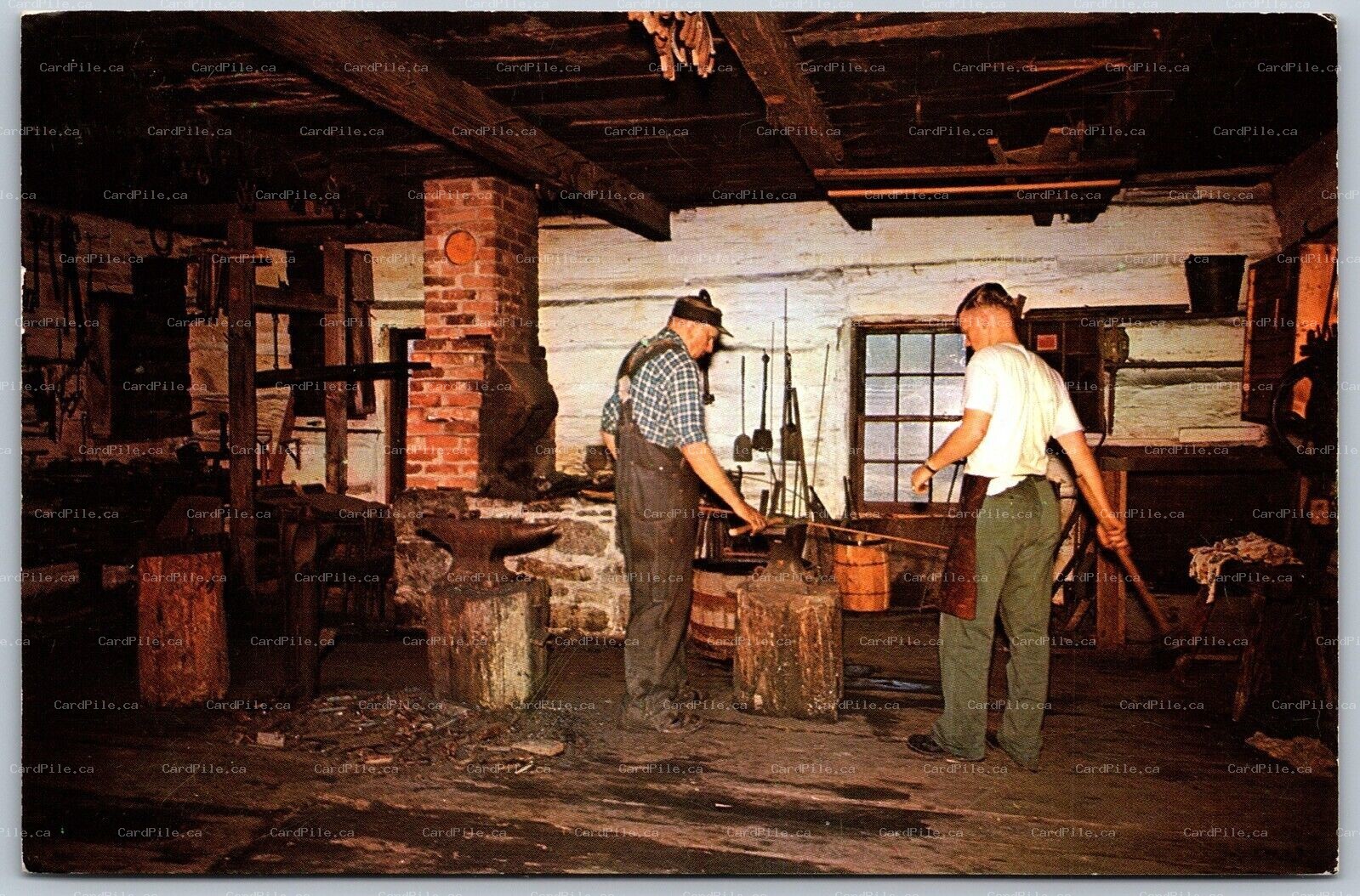 Postcard Cornwall Ontario c1966 Blacksmith Shop Anvils Upper Canada Village