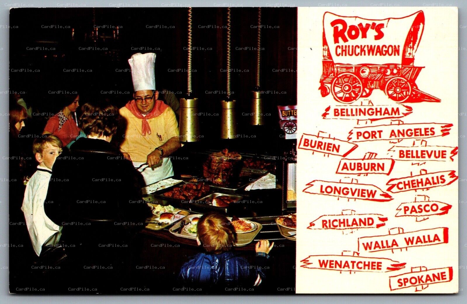 Postcard Washington c1970s Roy’s Chuckwagon Western Style Family Buffet