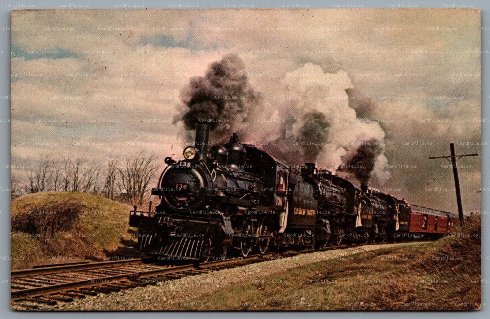 Postcard Orangeville Ontario c1960 Canadian Pacific 136 Trio Of CPR Locomotives