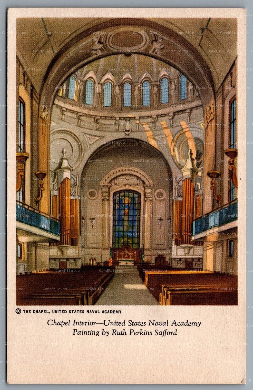 Postcard Annapolis MD c1930s United States Naval Academy Chapel Interior 
