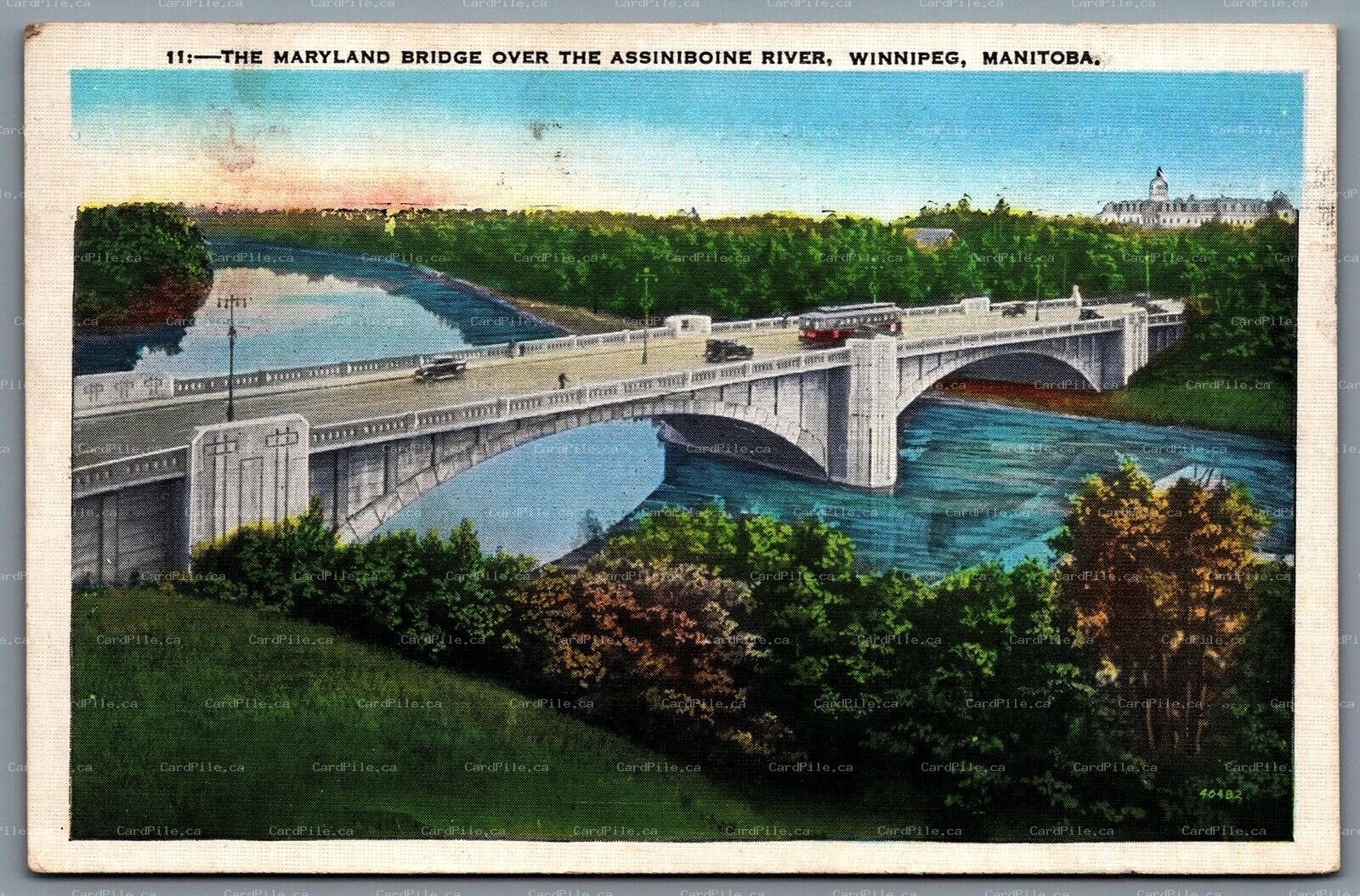 Postcard Winnipeg Manitoba c1938 The Maryland Bridge Over The Assiniboine River