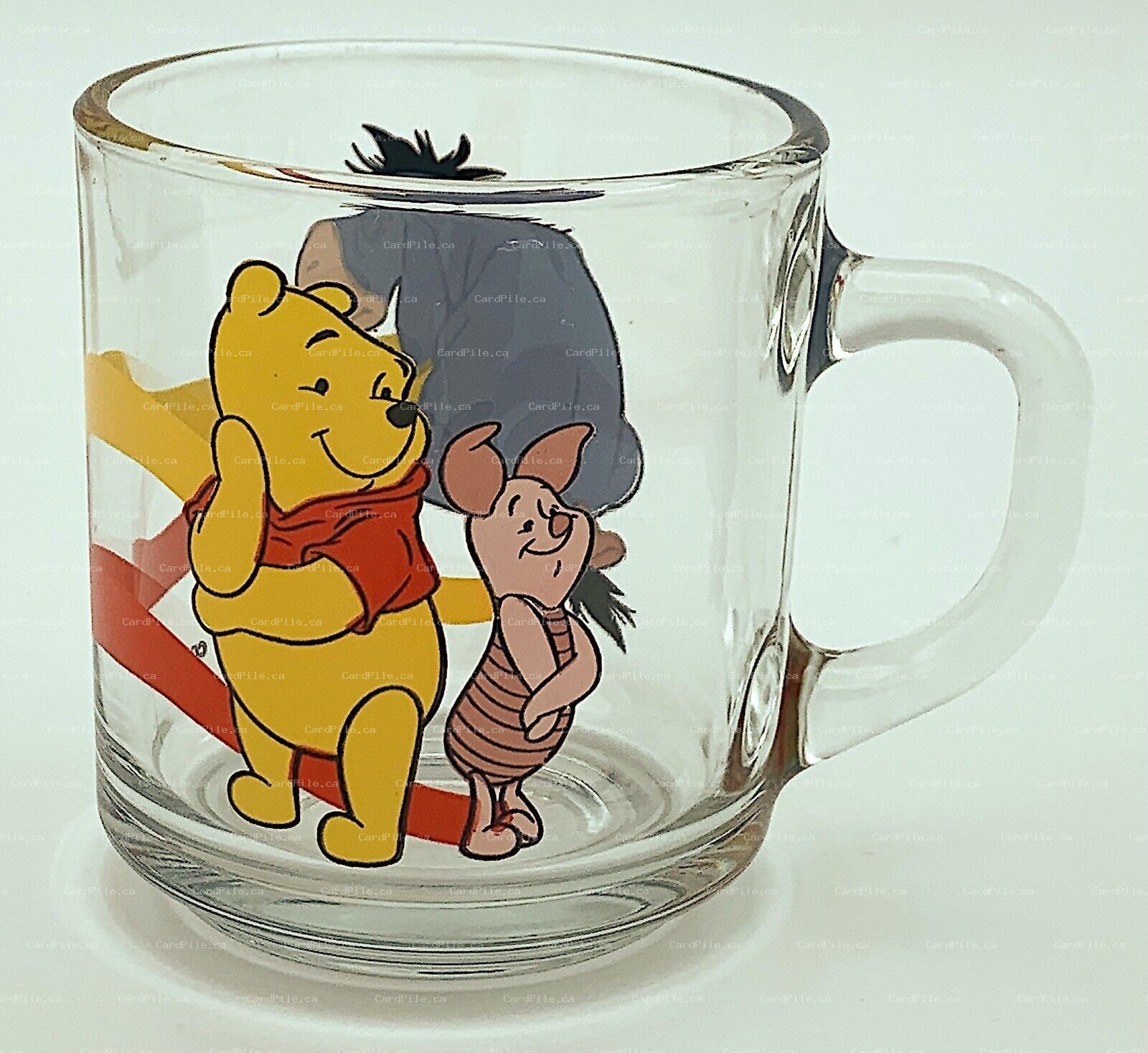 VINTAGE 1980s Winnie the Pooh Glass Coffee Cup Mug Anchor Hocking Piglet Eeyore