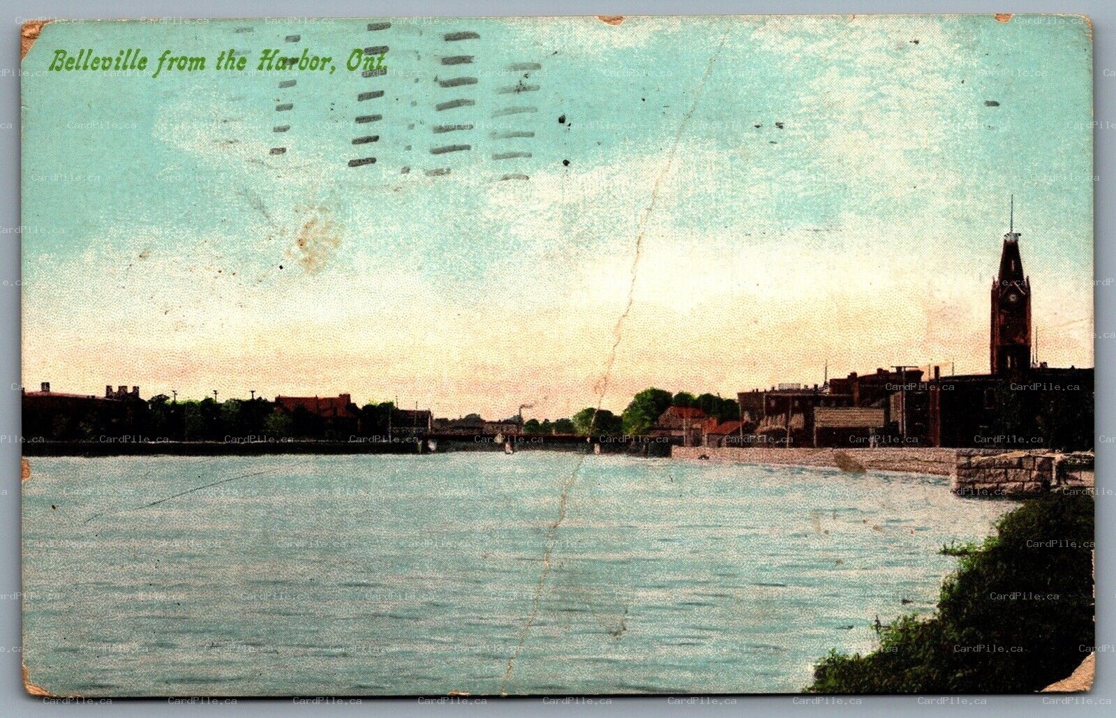 Postcard Belleville Ontario c1910 From The Harbor CDS Machine Cancel