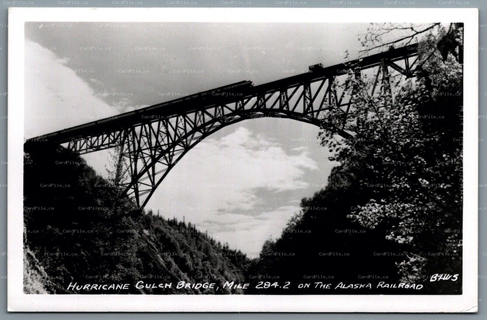 Postcard RPPC c1950s AK Hurricane Gulch Bridge Mile 284.2 Alaska Railroad