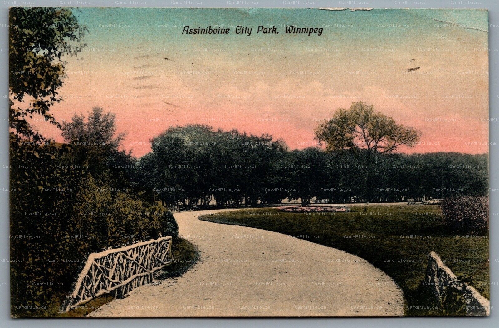 Postcard Winnipeg Manitoba c1910 Assiniboine City Park CDS Machine Cancel