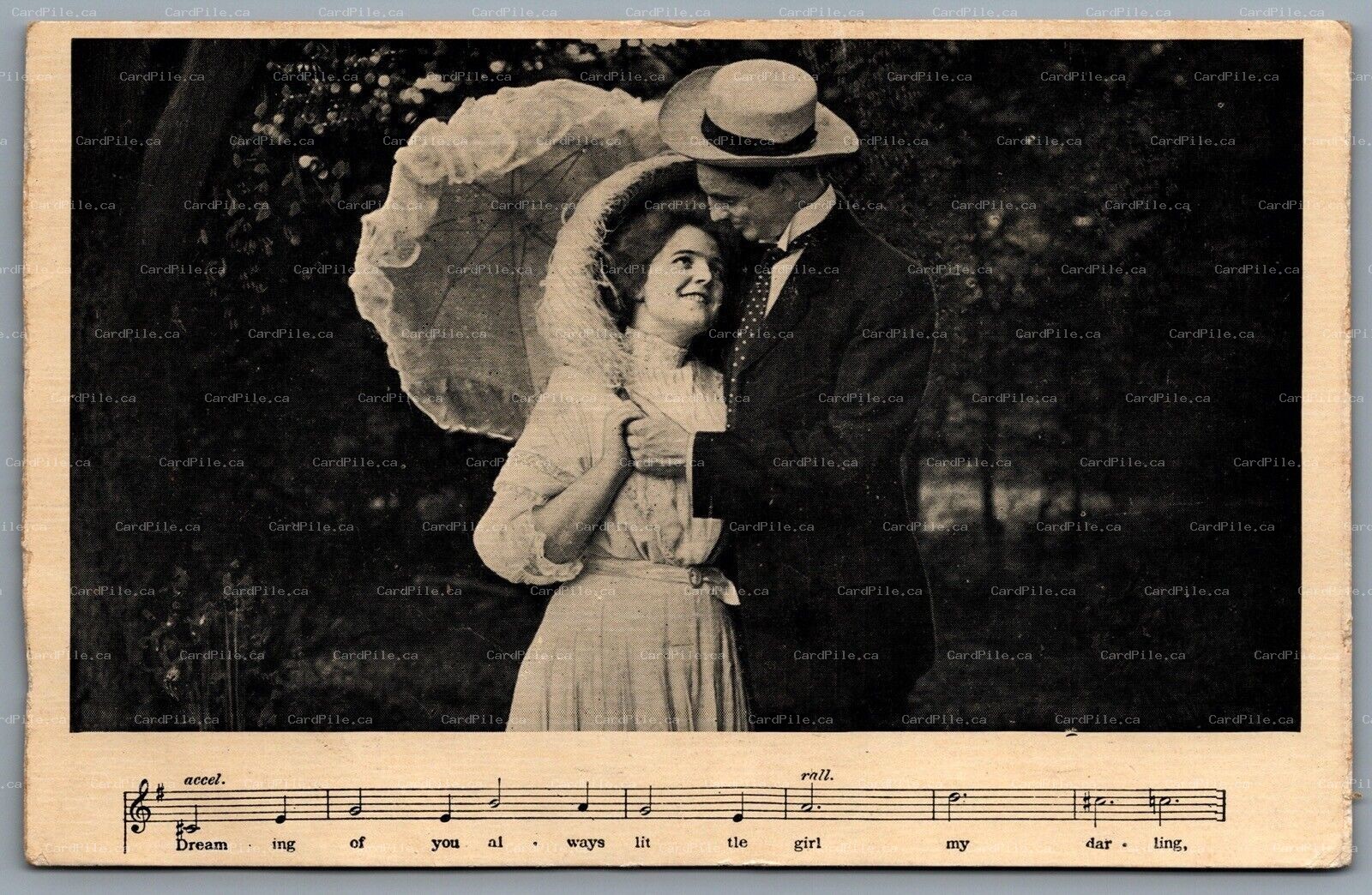 Postcard c1908 Song Series by Charles K Harris CDS Duplex Cancel Uxbridge A