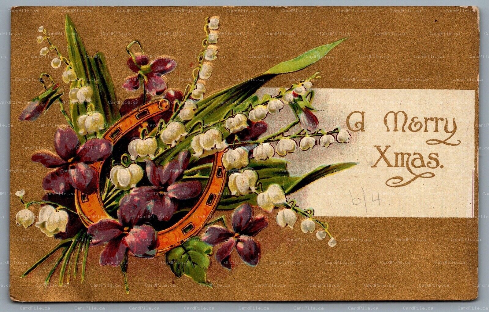 Postcard c1909 A Merry Xmas Embossed CDS Duplex Cancel Capstairs Alberta