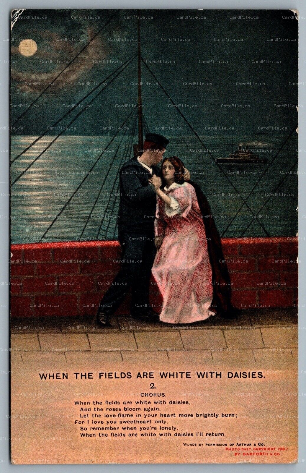 Postcard 1909 When The Fields Are White ... Split Ring Duplex Cancel Minitonas