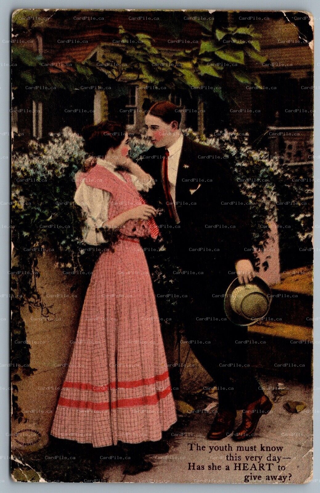 Postcard c1909 Romantic Couple The Youth You Must Know… CDS Duplex Capstairs AB