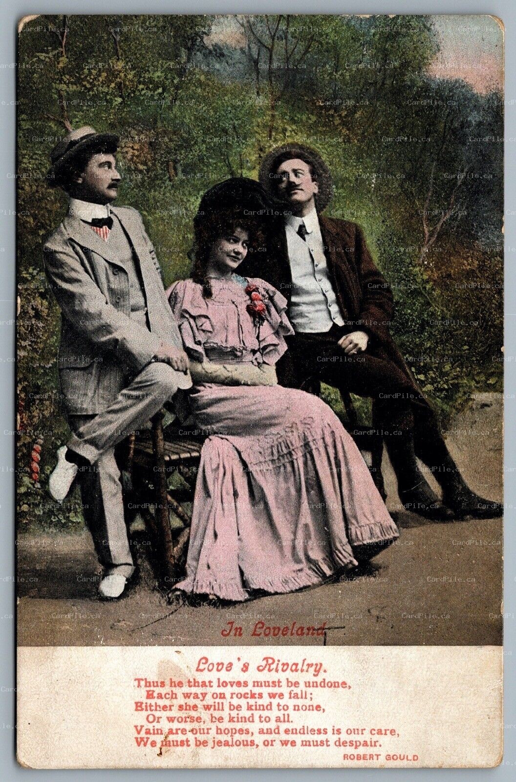 Postcard c1907 In Loveland Loves Rivalry Robert Gould CDS Machine Cancel Toronto