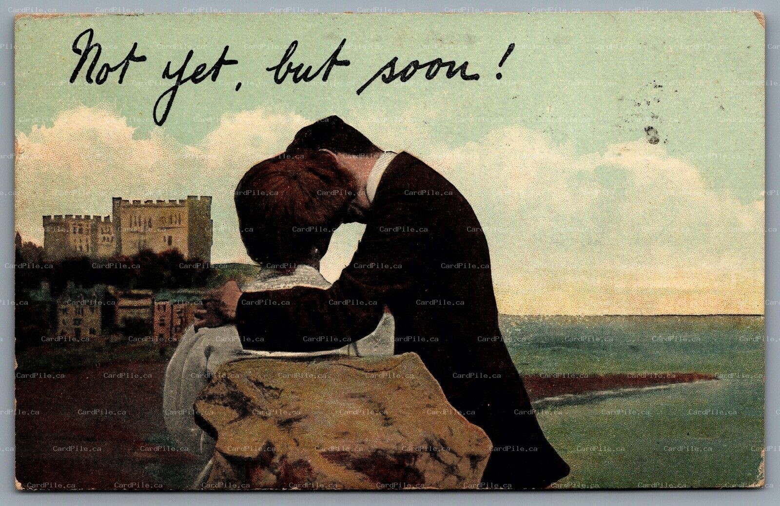 Postcard c1908 Romantic Couple Not Yet, But Soon! CDS Machine Cancel Toronto
