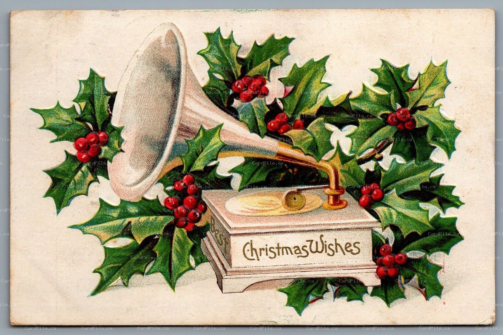 Postcard c1910 Best Christmas Wish Embossed CDS Duplex Cancel Uxbridge Ontario