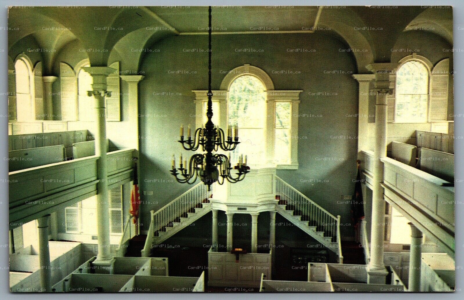 Postcard Bennington VT c1960s Old First Church Interior View Bennington County