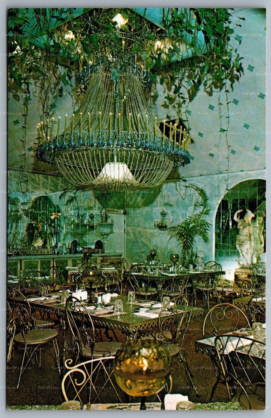 Postcard Clearwater FL c1950s Kapok Tree Inn Chandelier Room Interior View