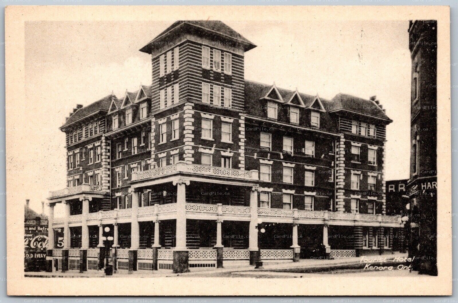 Postcard Kenora Ontario 1930s Tourist Kenricia Hotel Coca Cola Heliotype
