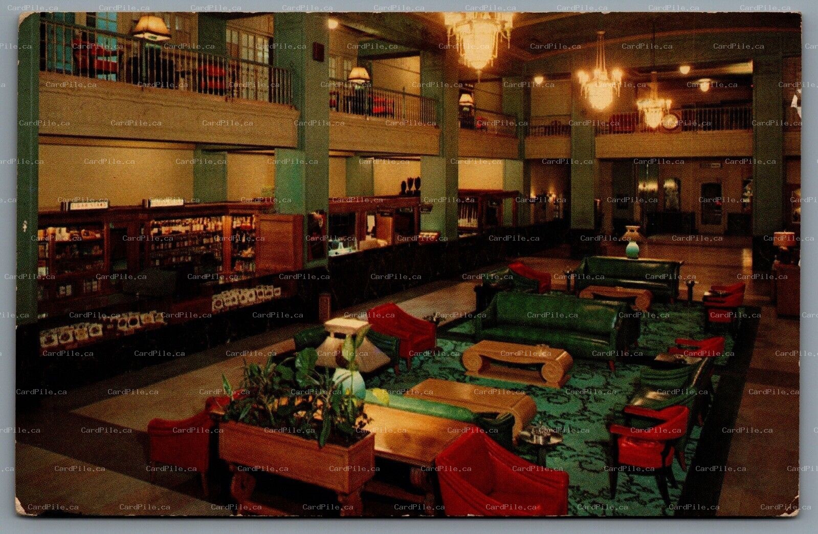 Postcard Fort Worth TX c1955 Hotel Texas Interior View Lobby Hilton Fort Worth